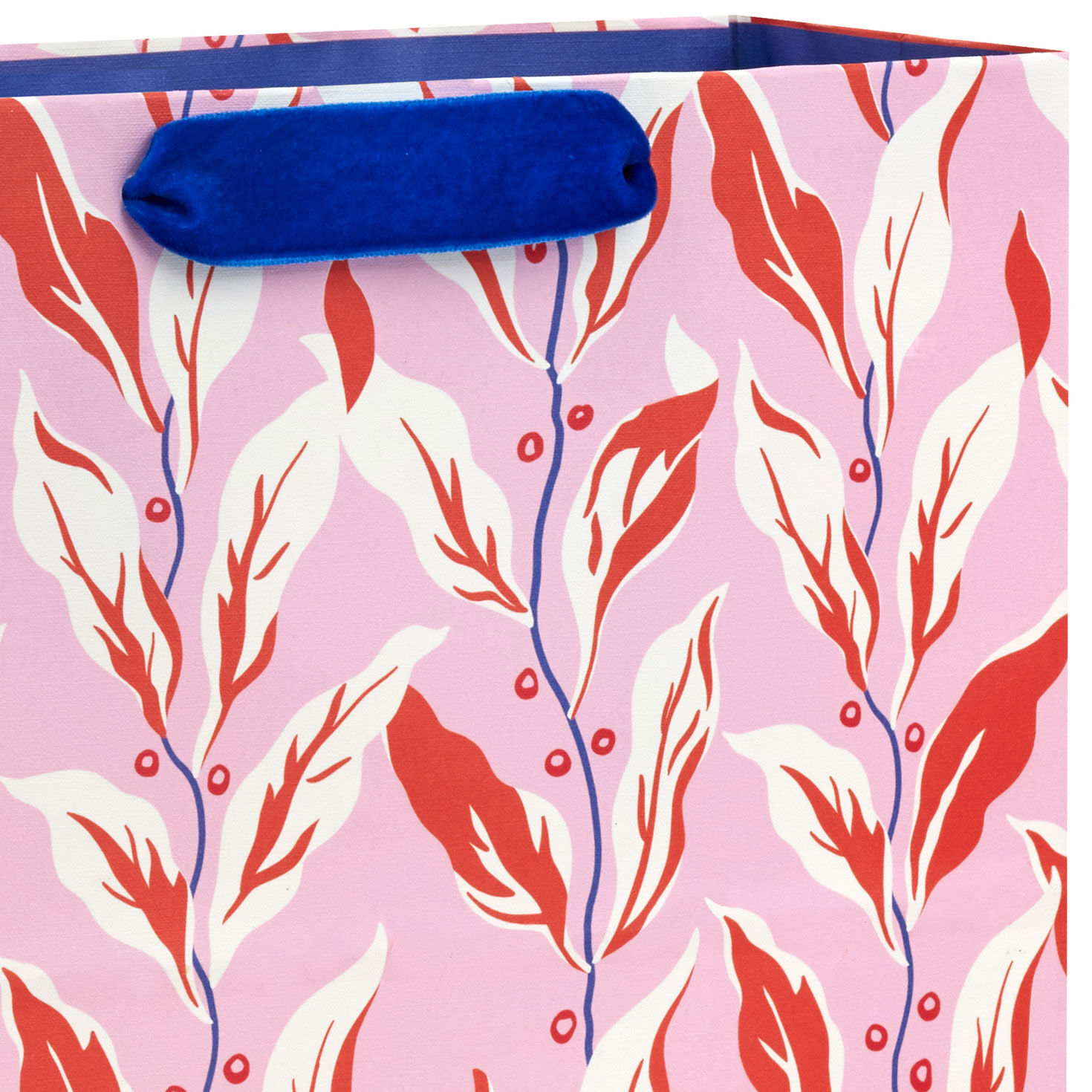 Archives Pink and Orange Leaves Large Gift Bag Handle Detail image number 4