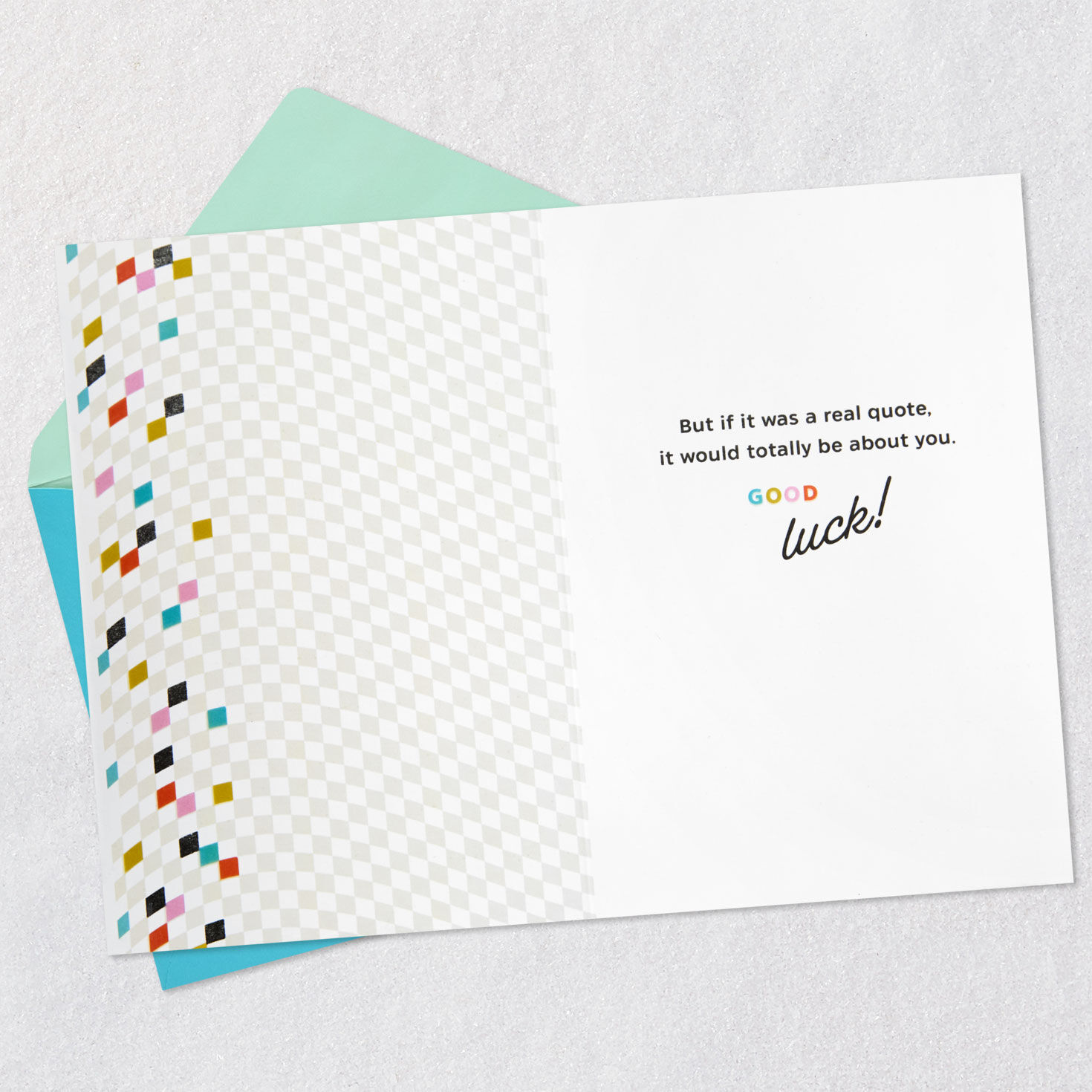 Colorful Lettering Quote Good Luck Card Open card with envelope image number 3