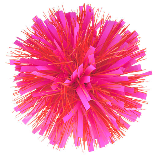 Pink and Orange Pom-Pom Gift Bow, 5.5", 