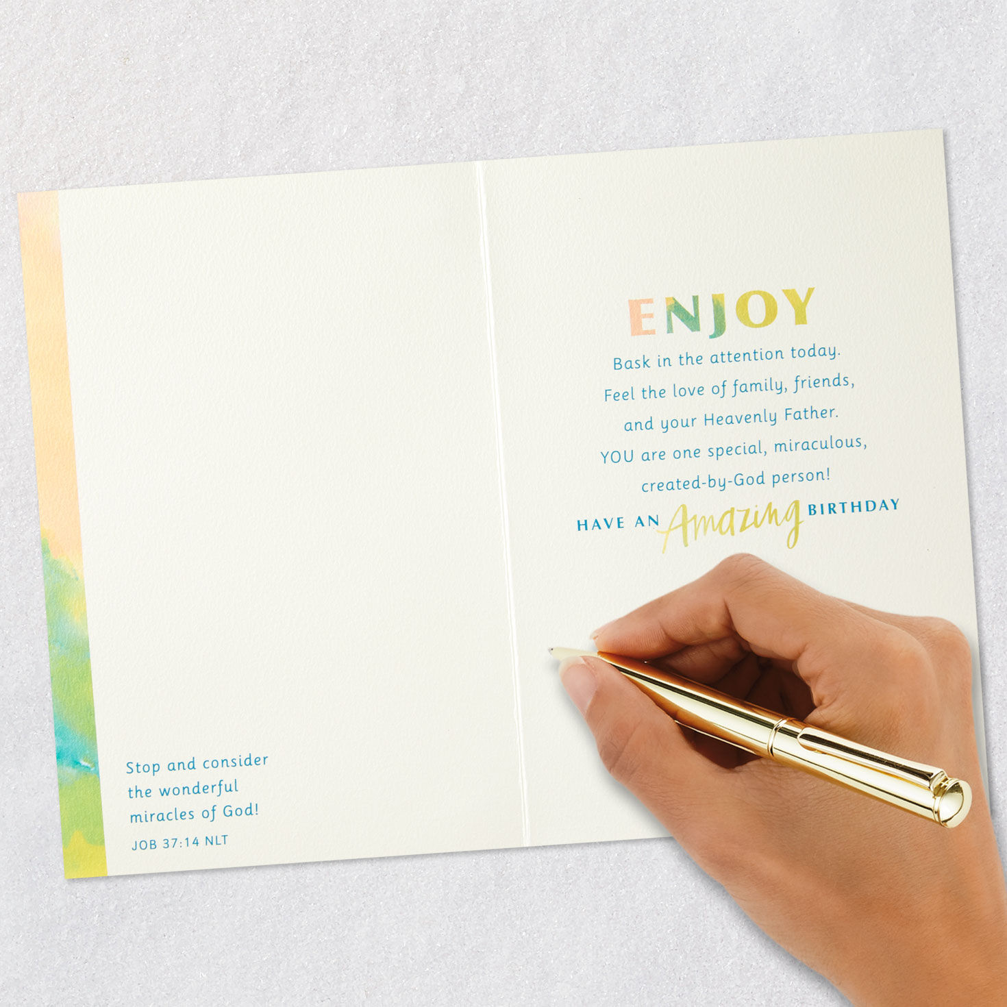 Stop, Look, Listen and Enjoy Religious Birthday Card, , large image number 7