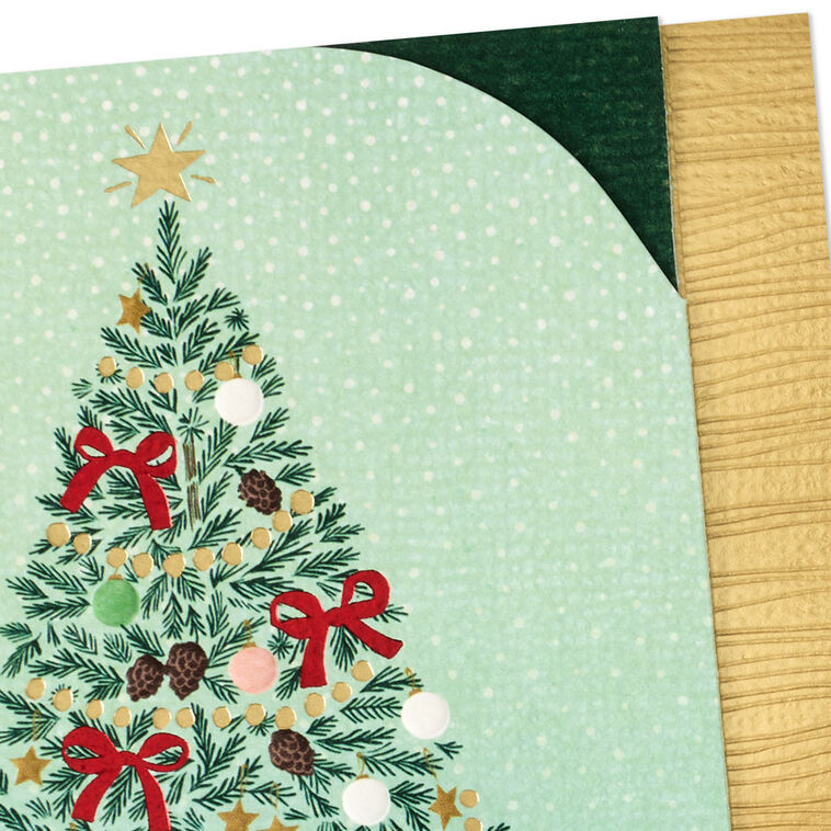 Elegant Tree on Green Christmas Card for Grandma Card Front Detail image number 5