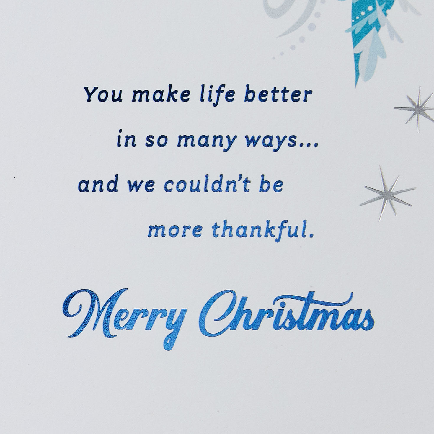 Blue Snowflake Christmas Card for Mom from Family Sentiment image number 3