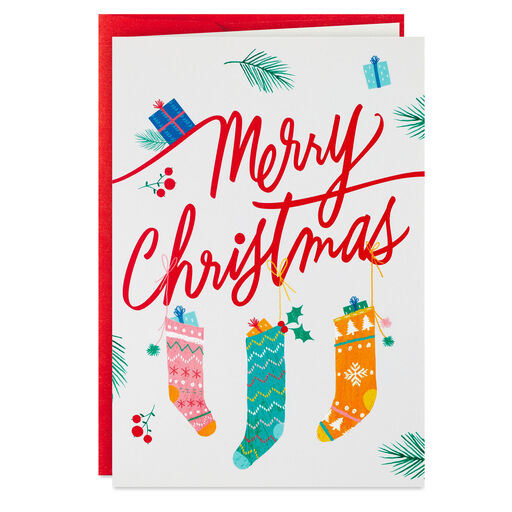 Holiday Stockings Boxed Christmas Video Greeting Cards, Pack of 10, 