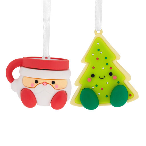 Better Together Santa Milk Mug and Christmas Tree Cookie Magnetic Hallmark Ornaments, Set of 2, 