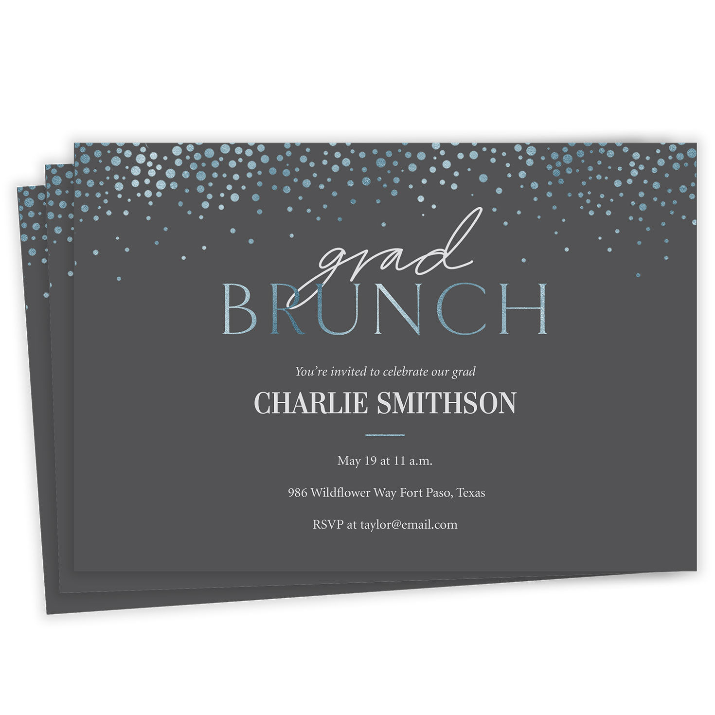 Grad Lunch Invite Silver Shimmer Graduation Brunch Flat Graduation Brunch Invitation ...
