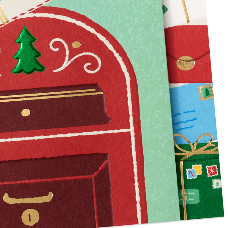 Red Mailbox and Cardinals Christmas Card Card Front Detail image number 5