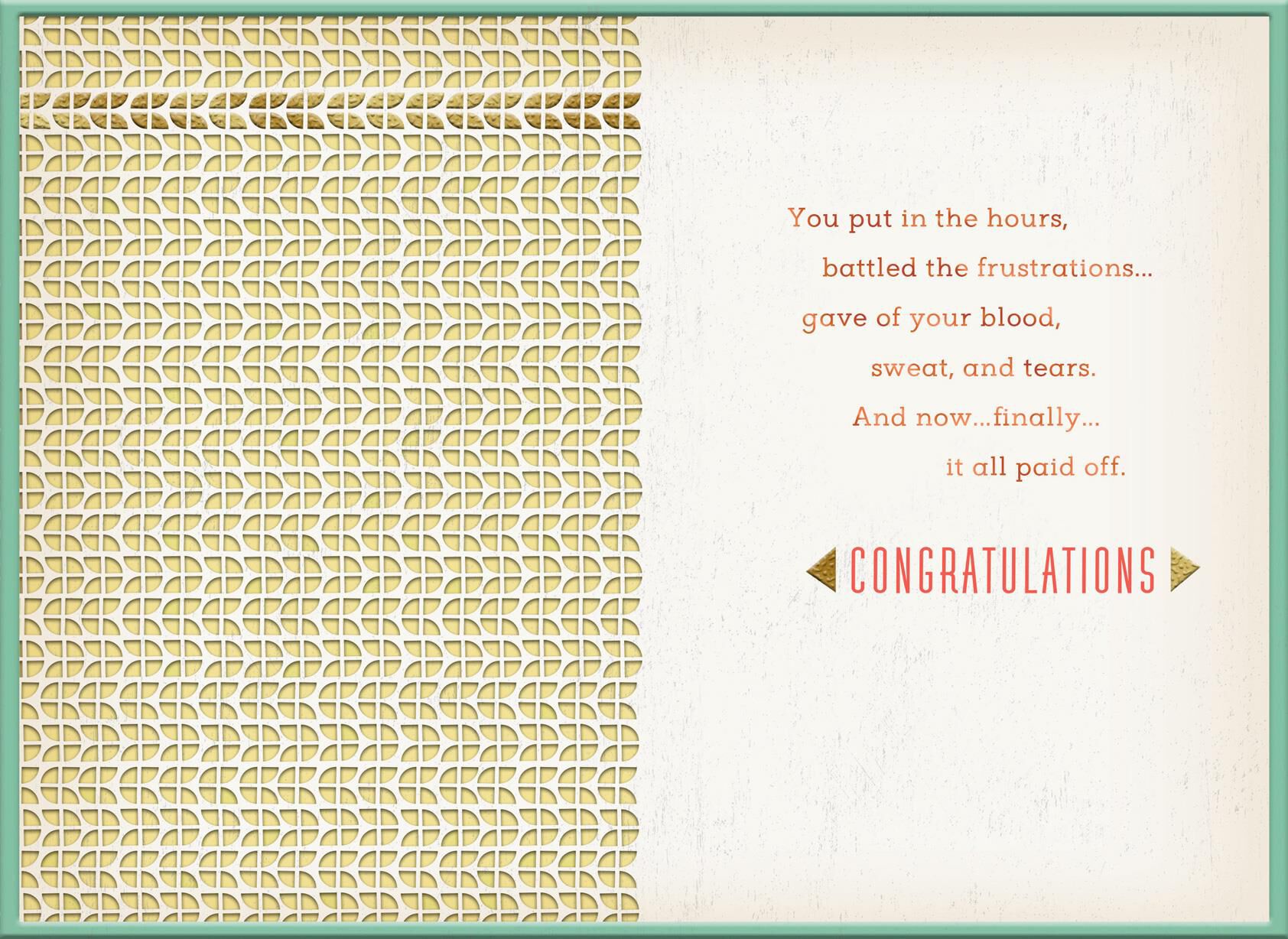 You Worked Really Hard Congratulations Card