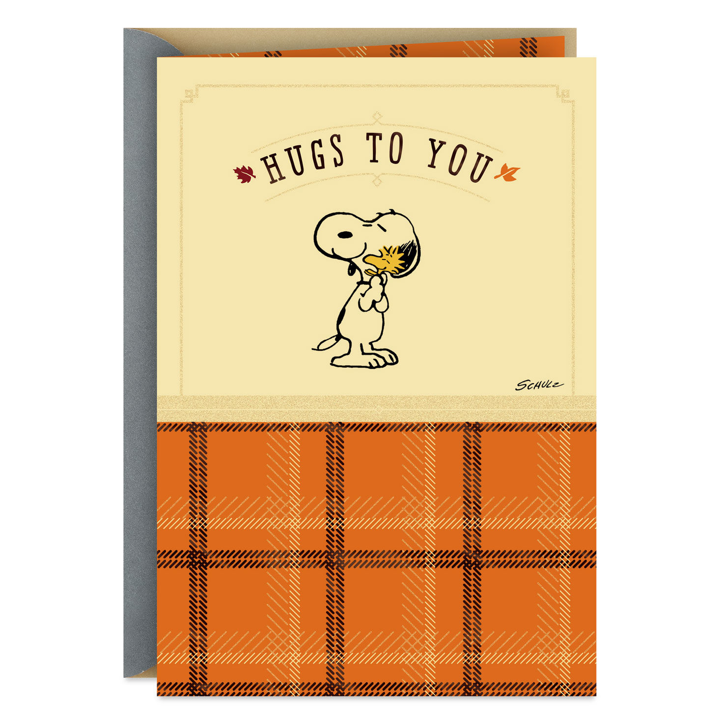 Peanuts® Snoopy and Woodstock Hugs to You Thanksgiving Card