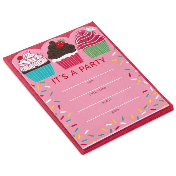 Three Sweet Cupcakes Party Invitations, Pack of 10, , large image number 1