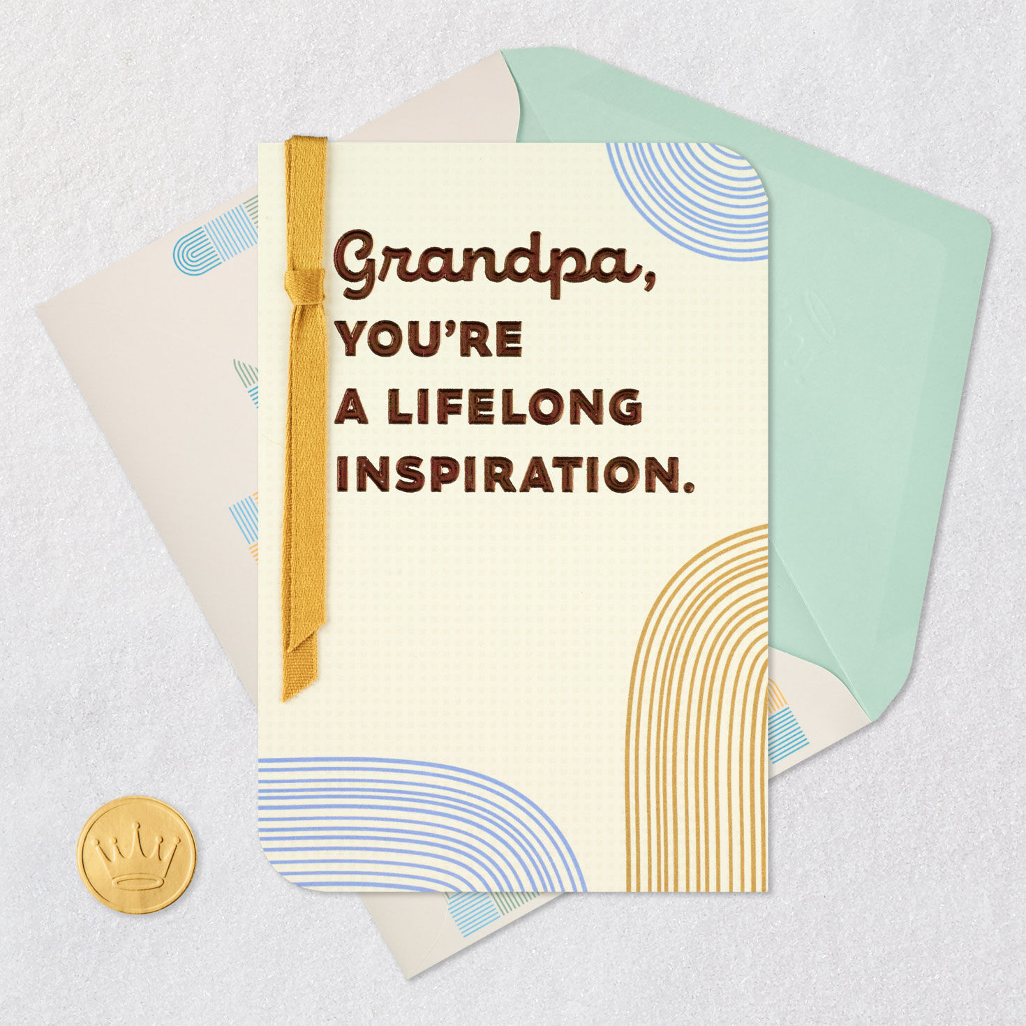 Concentric Arches Father's Day Card for Grandpa Card Front with Envelope and Gold Seal image number 6