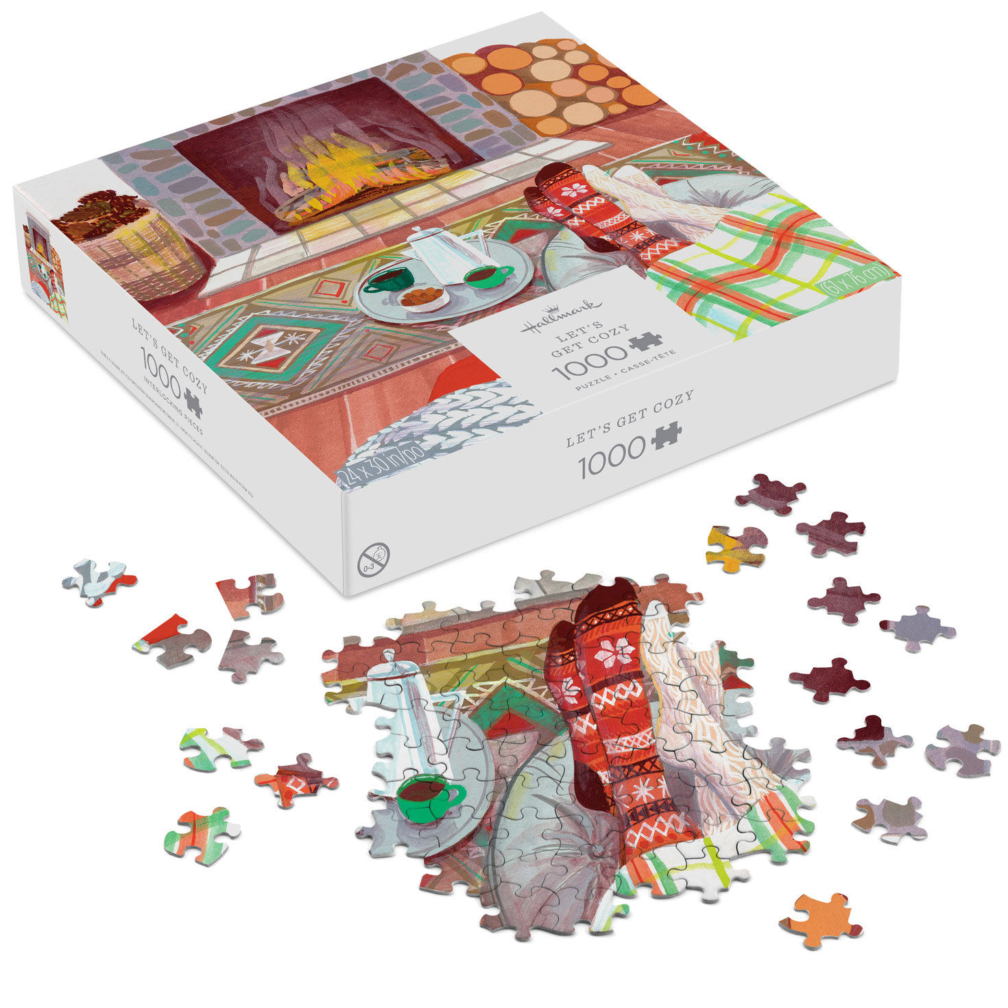 Feet With Cozy Socks by Fire Jigsaw Puzzle package front with partial puzzle image number 2