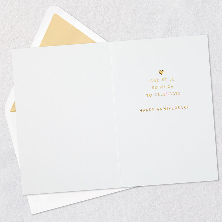 Embossed Hearts Signature Anniversary Card Open card with envelope image number 3