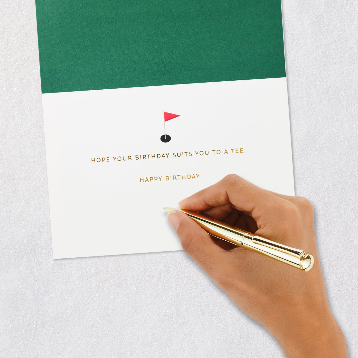 Green and Gold Golf Putter Pun Birthday Card Signing card image number 6