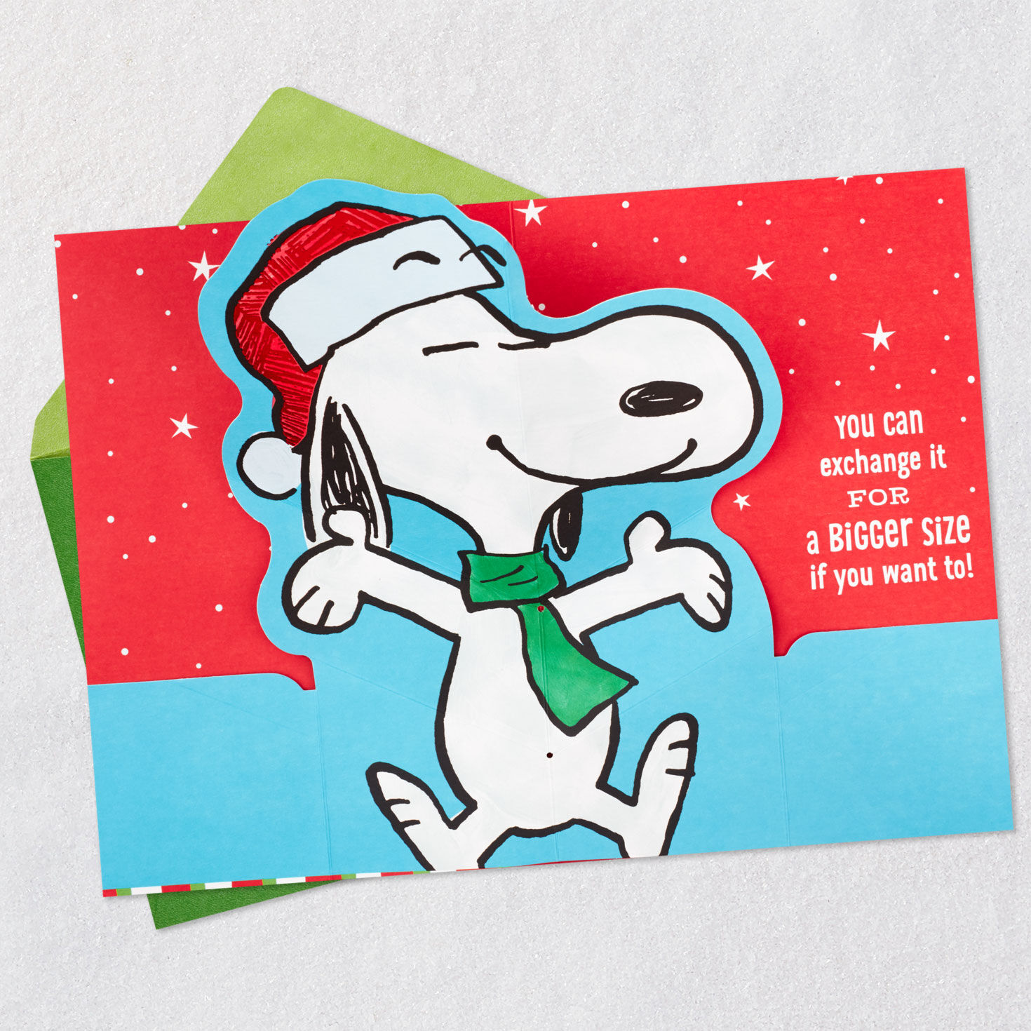 Peanuts Snoopy on Snowy Blue Christmas Card Open Card with Envelope image number 3