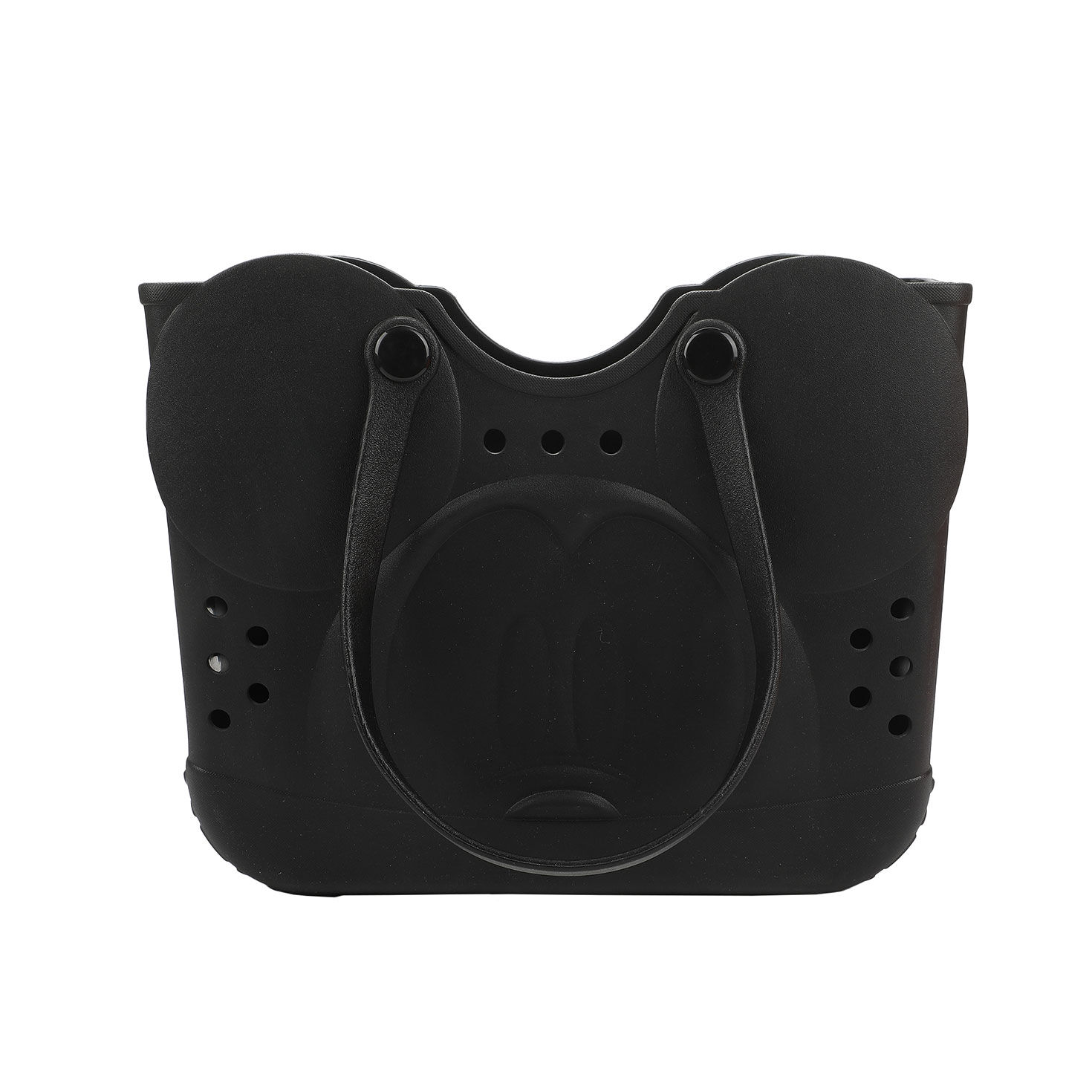 Mickey Mouse Face Black Plastic Tote Bag side handle down image number 5