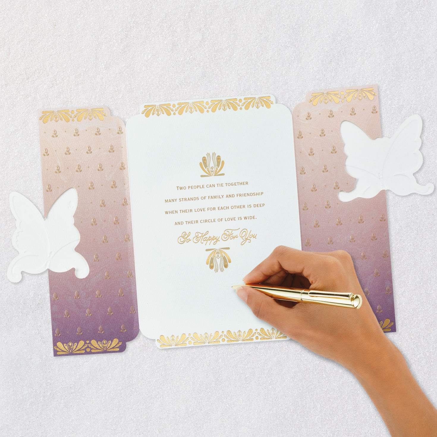 Purple and Gold Butterflies Wedding Card signing card image number 6