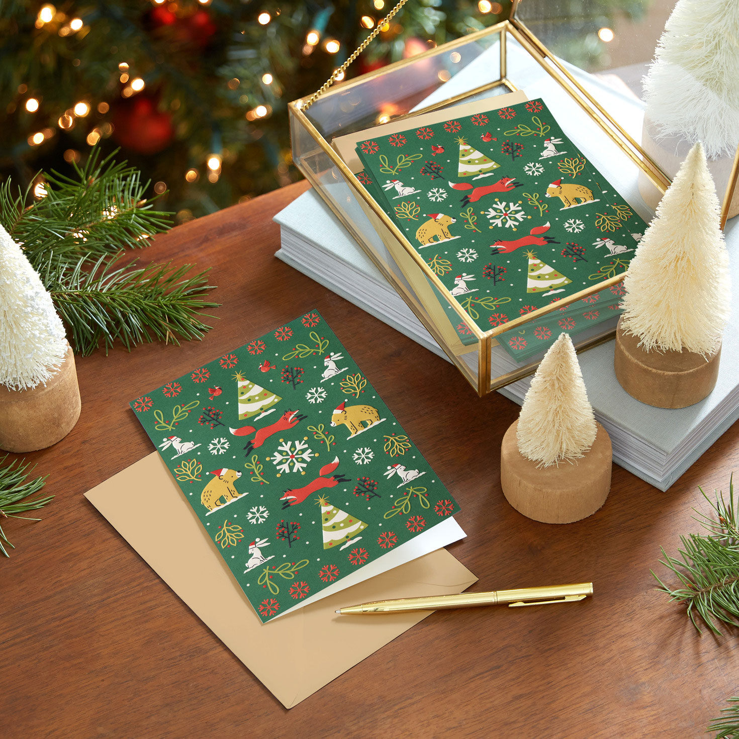 Woodland Animals on Green Boxed Christmas Cards, Pack of 16 for only USD 12.49 | Hallmark