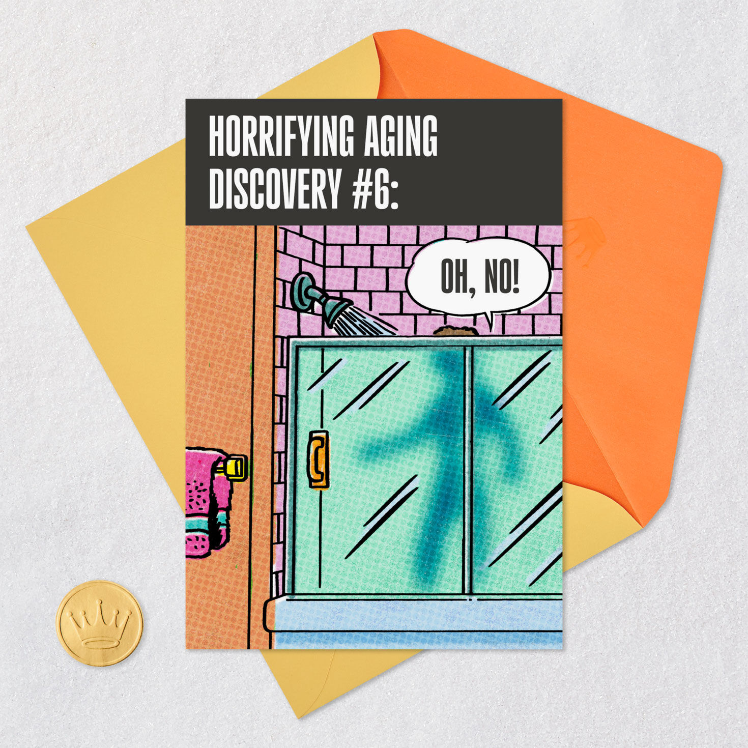 Surprise in Shower Funny Birthday Card Card with envelope and Seal image number 5