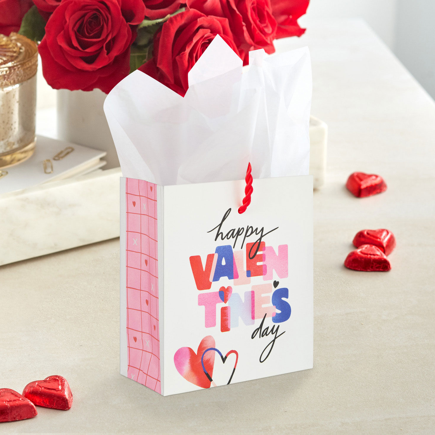 4.6" Happy Valentine's Day on White Gift Card Holder Mini Bag, , large image number 2