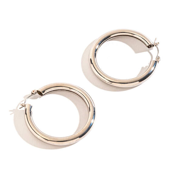 Howard's Jewelry Large Tube Silver Hoop Earrings, , large image number 1