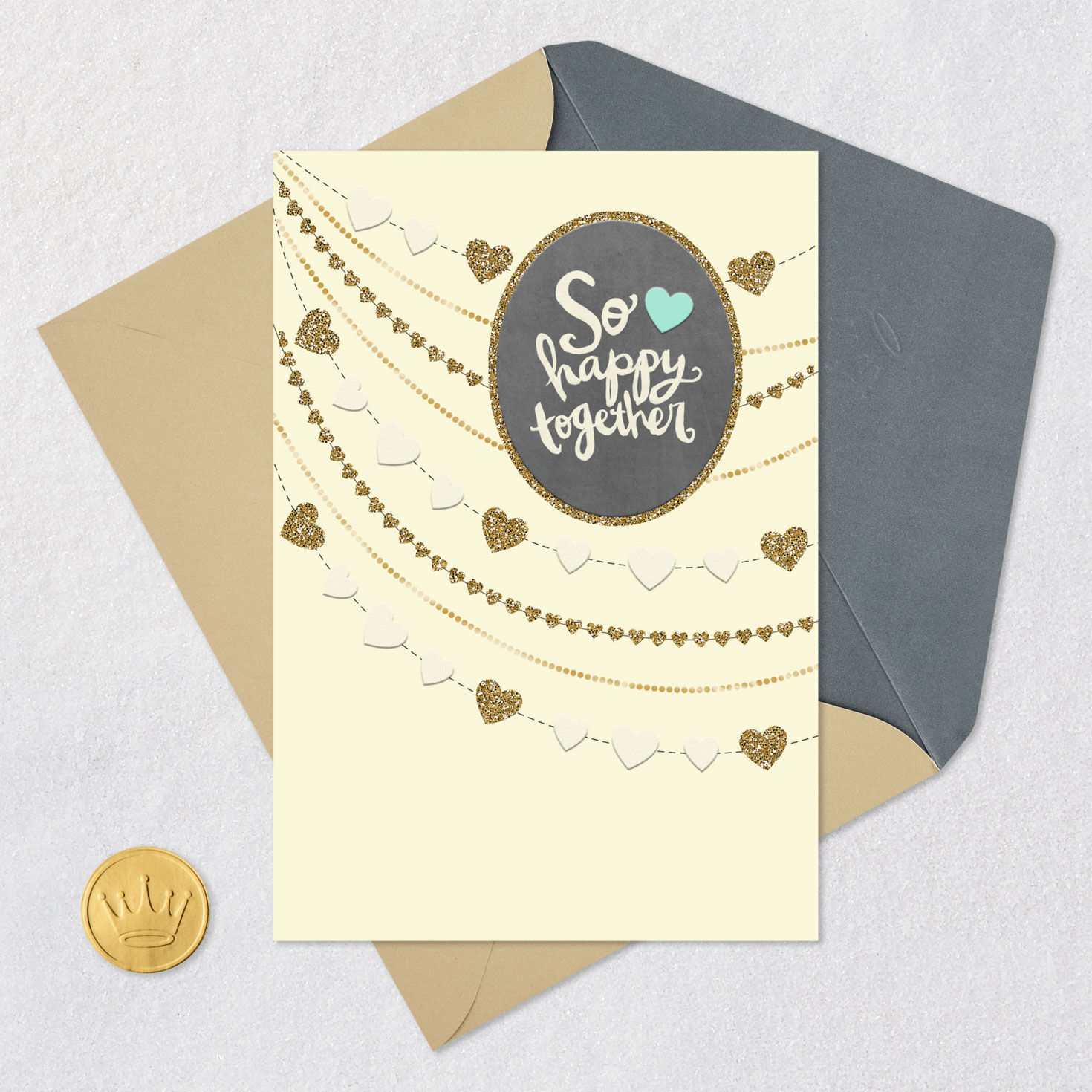 Sparkly Heart Garland Wedding Congratulations Card  image number 5