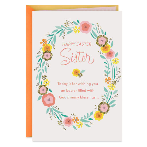 God's Blessings Religious Easter Card for Sister, 
