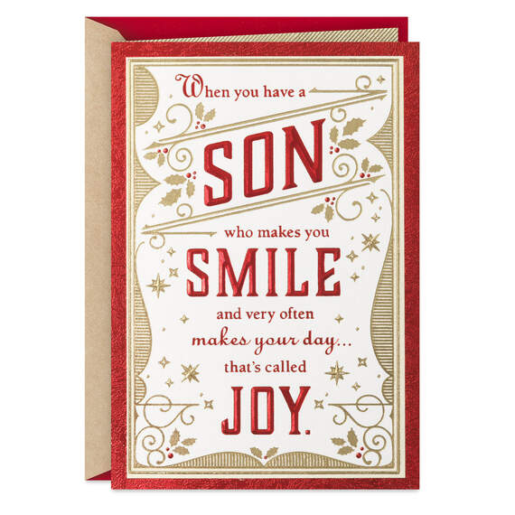 Joy, Pride and Love Christmas Card for Son