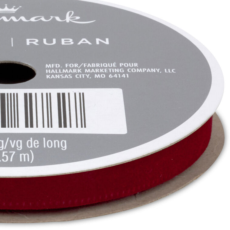 Burgundy Velvet Holiday Ribbon closeup view image number 3
