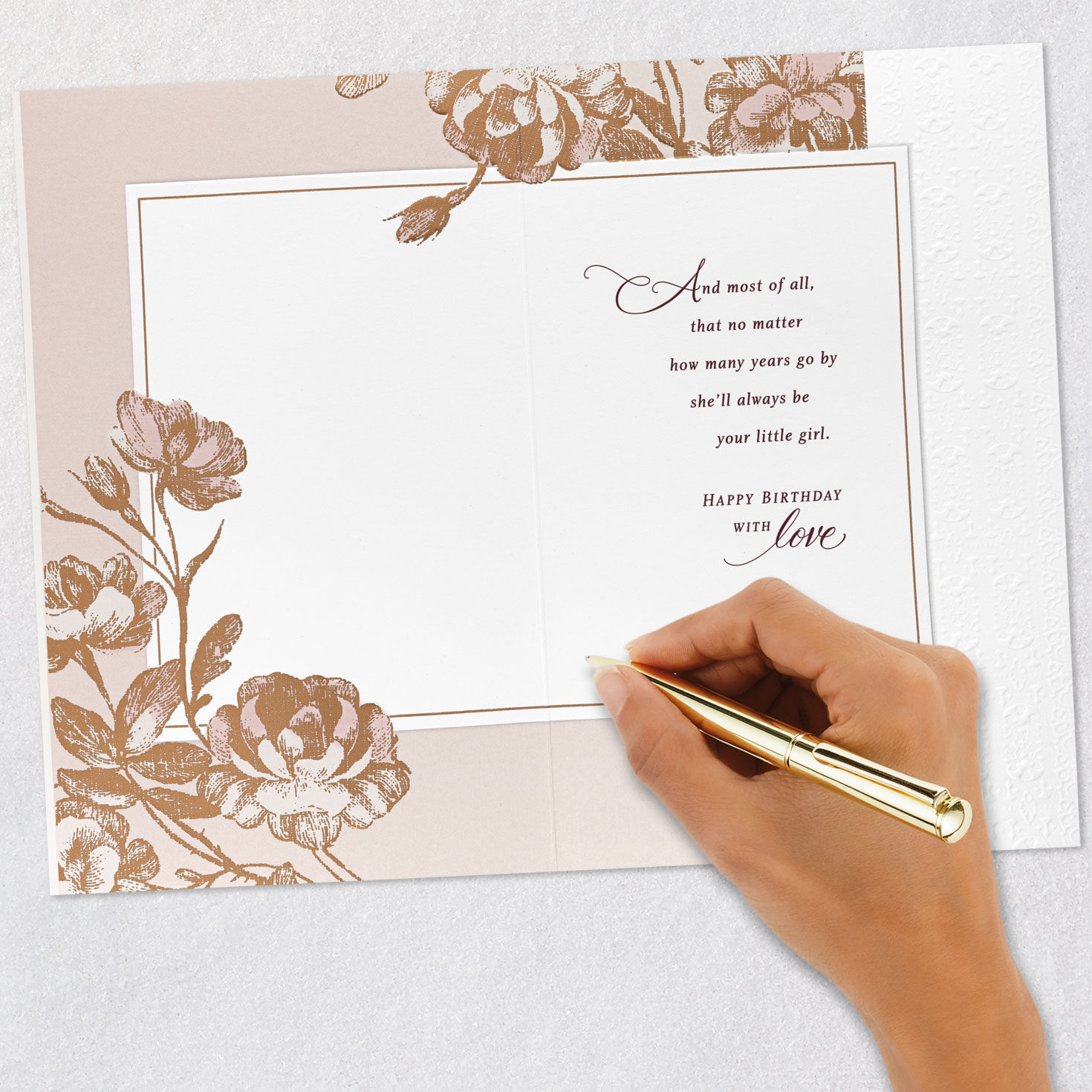 Toile Flowers and Butterfly Birthday Card for Daughter Signing card image number 8
