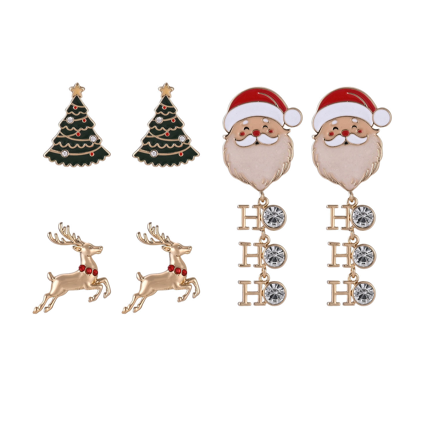 3-pair Earring Set - Santa front image number 3