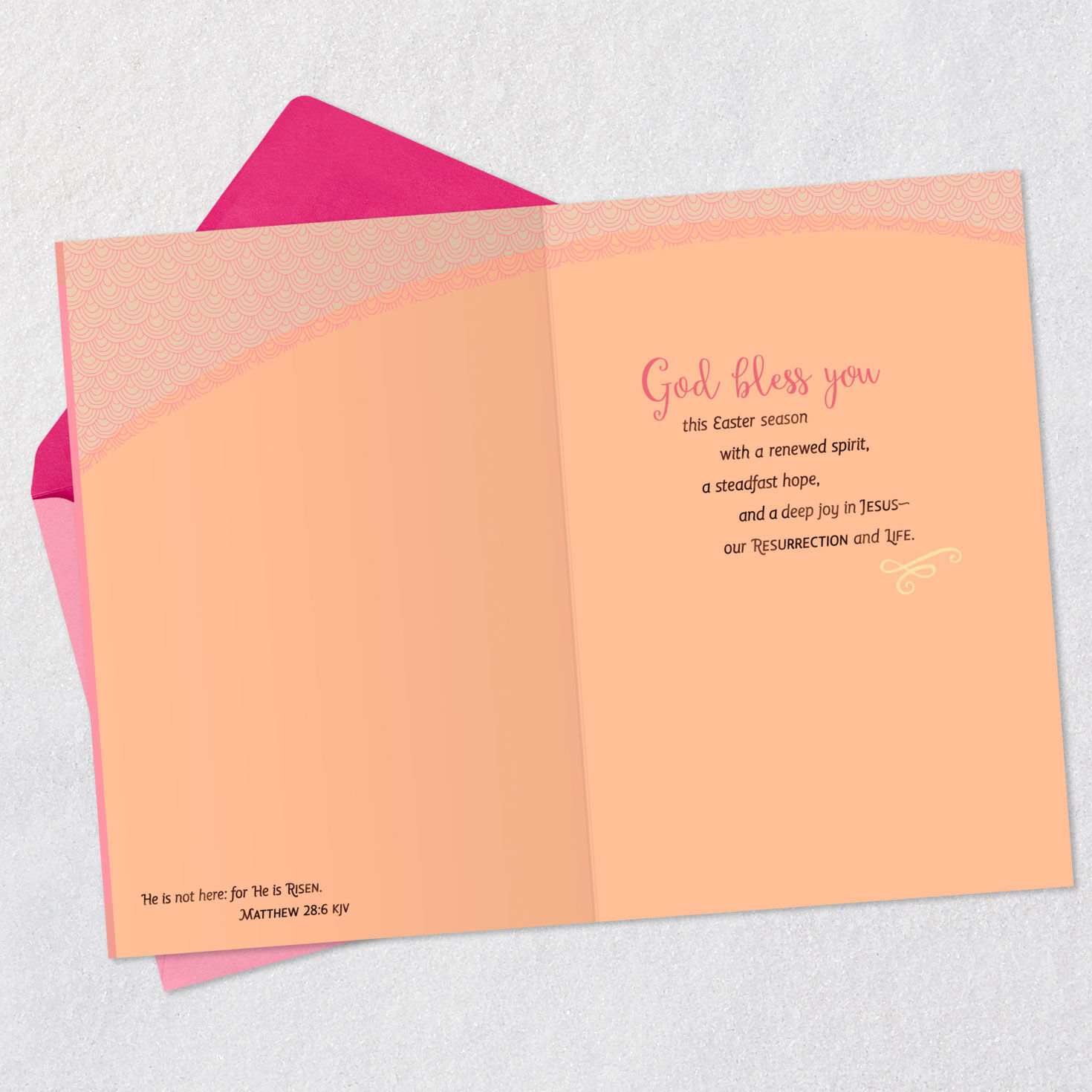 Pink Floral Cross Religious Easter Card Open card with envelope image number 4