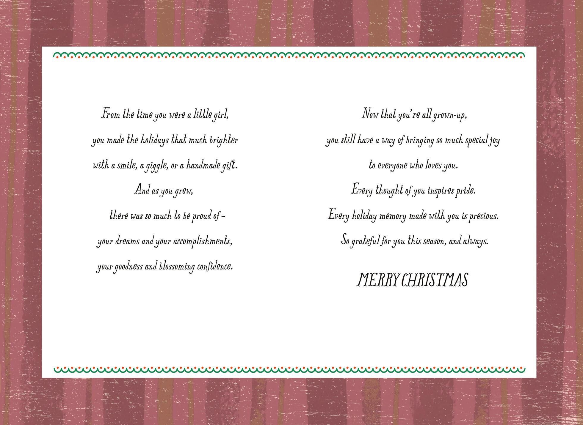 Wonderful Daughter Christmas Card