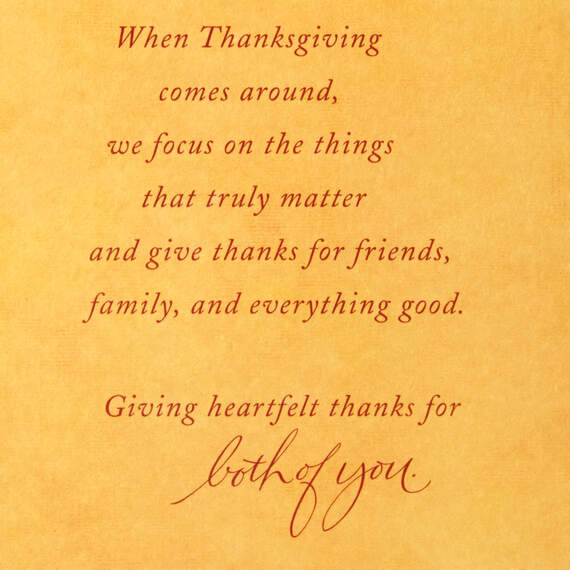 Heartfelt Thanks for You Thanksgiving Card for Both, , large image number 2