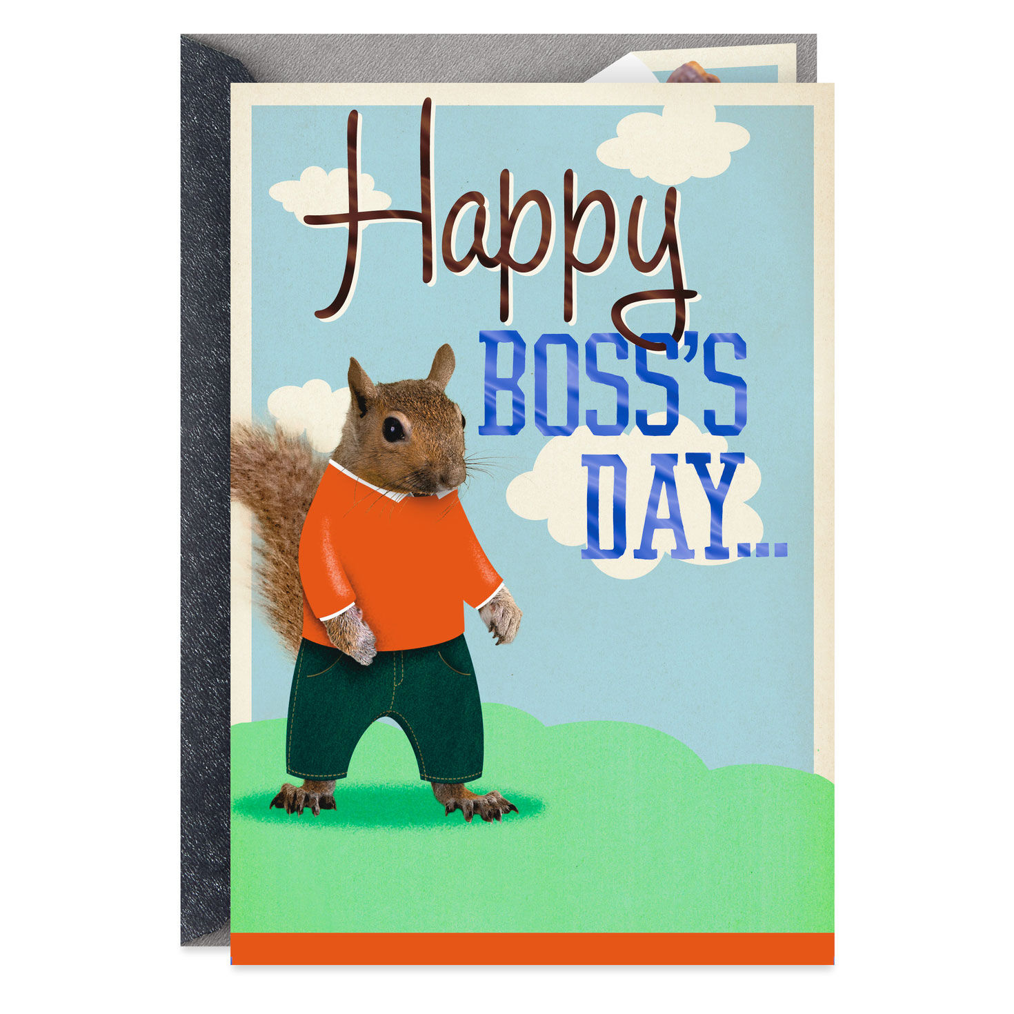 Squirrel and Nuts Funny Pop-Up Boss's Day Card From All