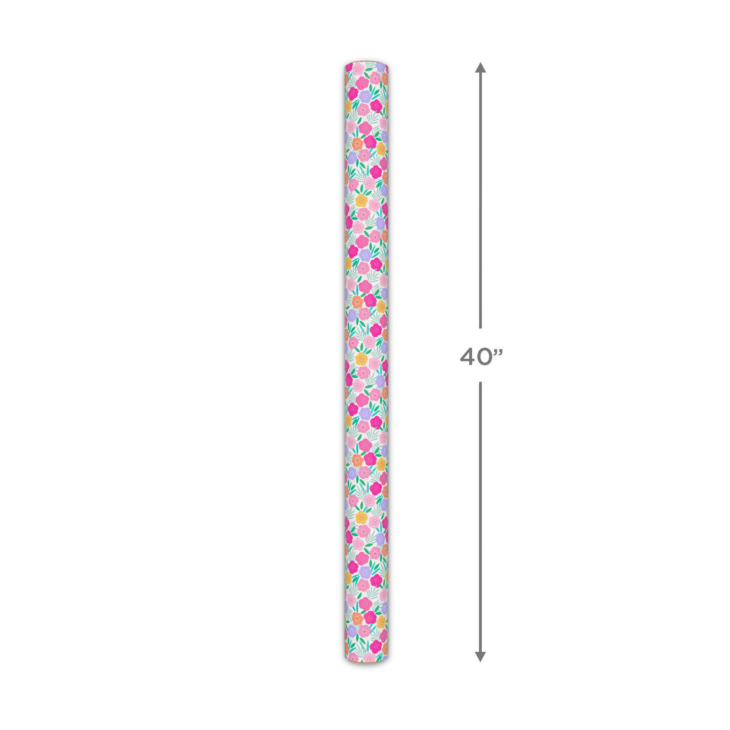 Pink, Purple and Yellow Flower Print Gift Wrap Measurement image number 5
