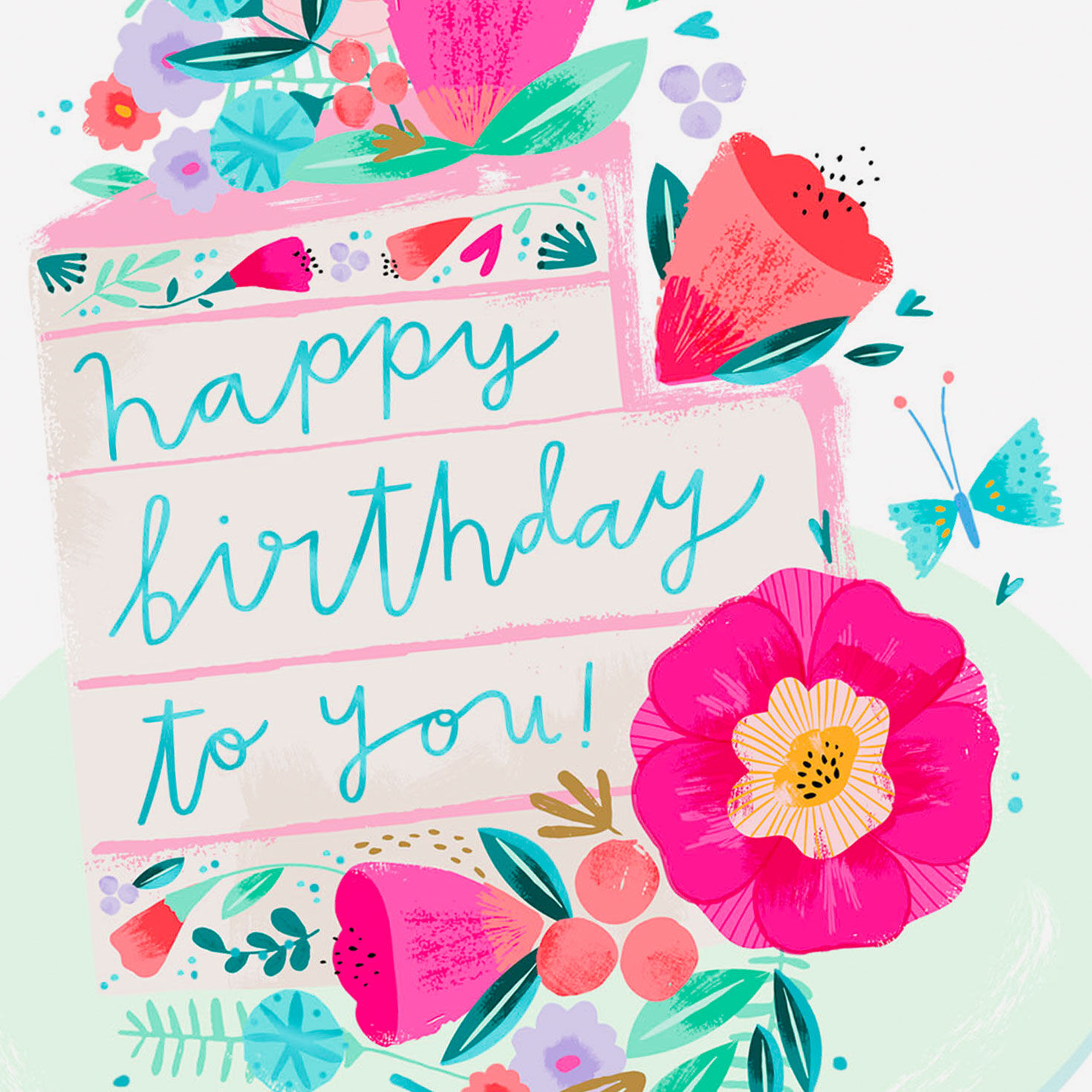 Lucky to Know You Cake and Flowers Gift Card Greeting Birthday Card ...