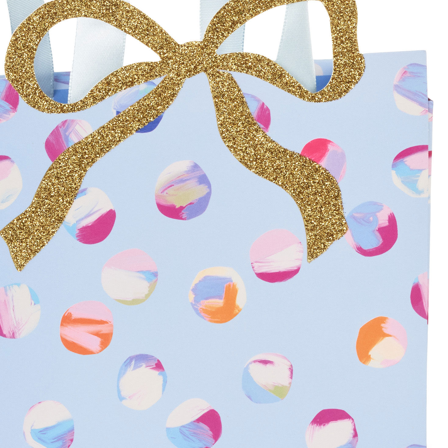 Patterned Polka Dots and Bow Small Gift Bag Handle Detail image number 4