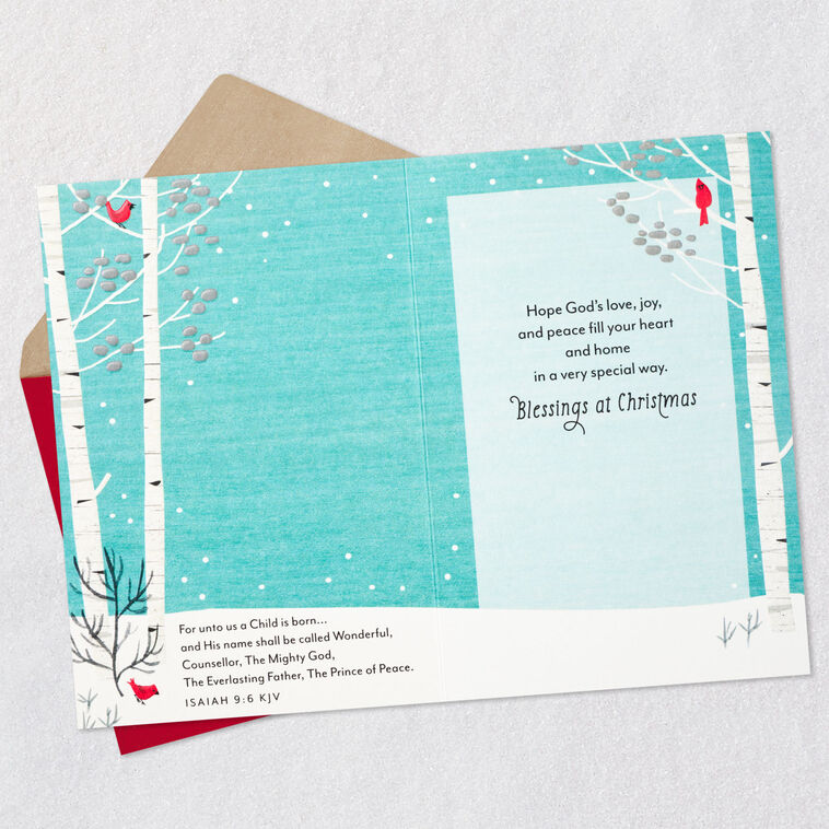Deer and Bird Christmas Card Open card with envelope image number 3