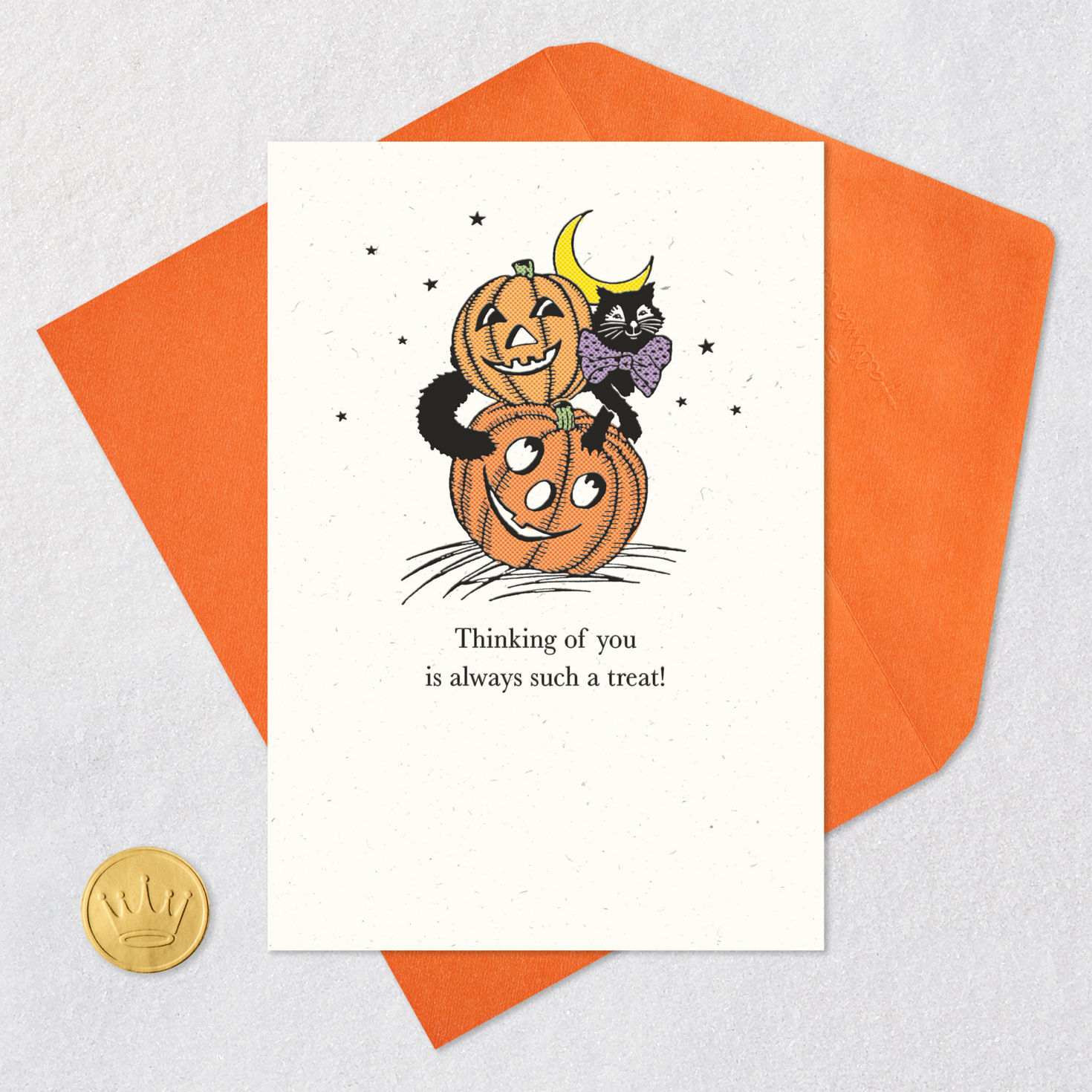 Thinking of You Is Always a Treat Halloween Card Card Front with Envelope and Gold Seal image number 5