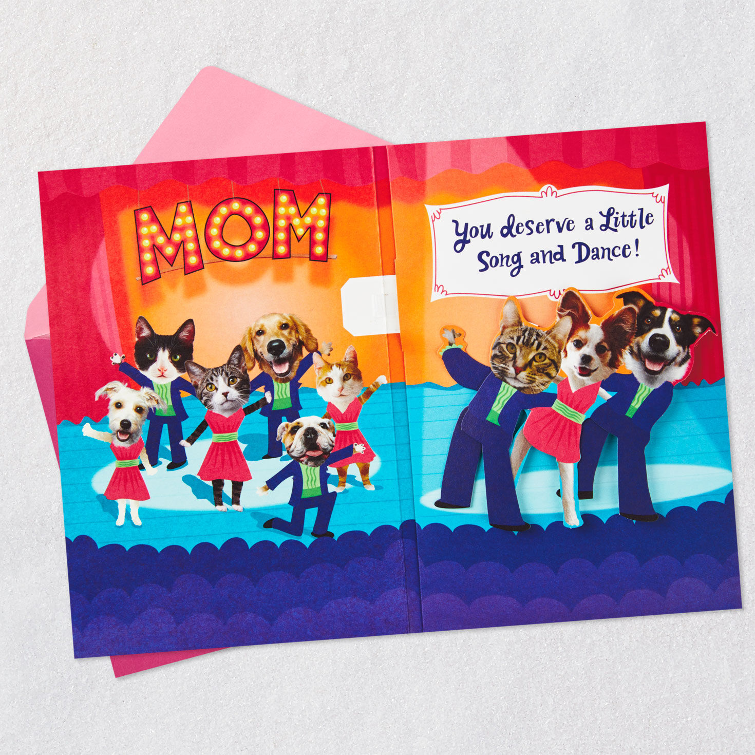 Singing Cats and Dogs Funny Mother's Day Card for Mom Open card with envelope image number 3