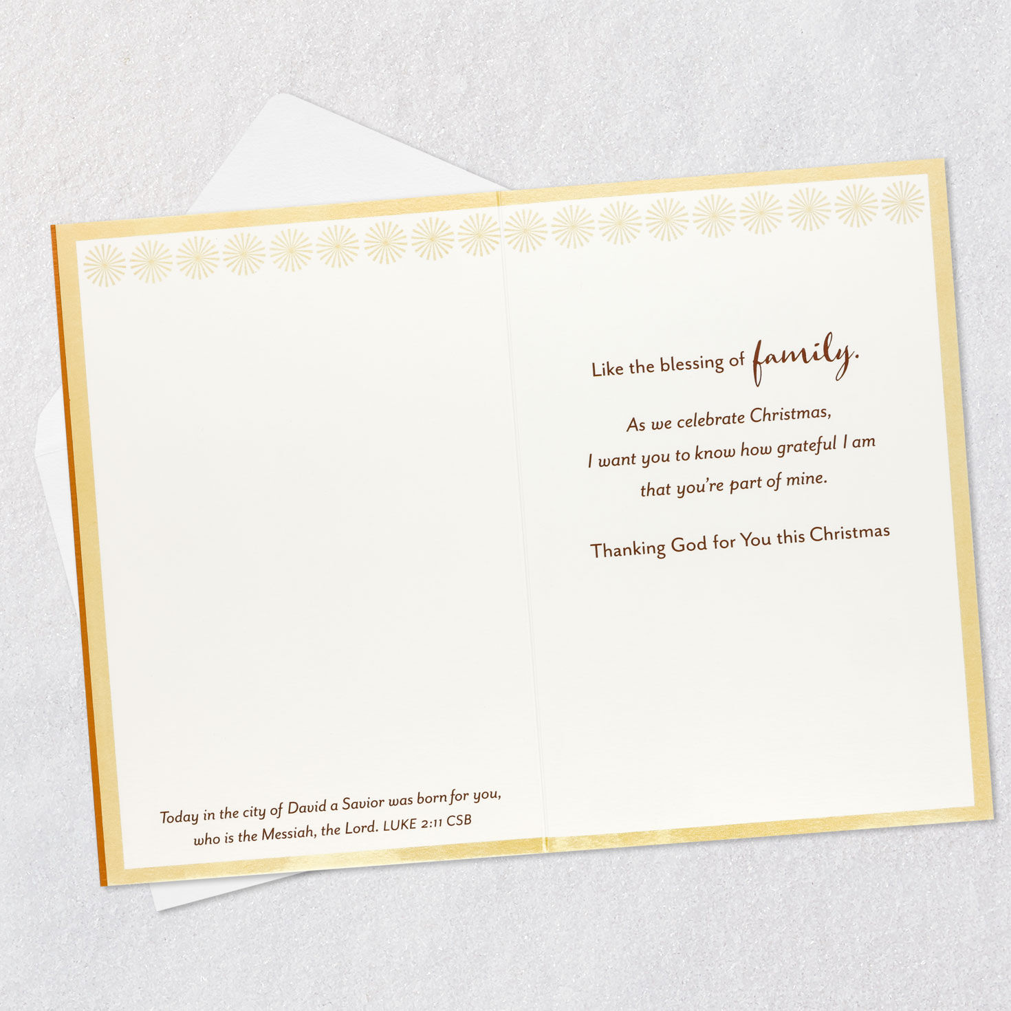 Gold Ornament Religious Christmas Card for Brother Open card with envelope image number 4