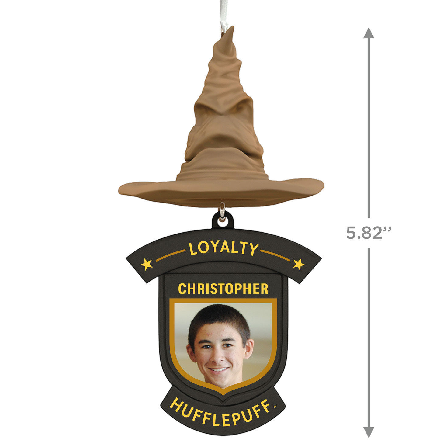 Harry Potter&trade; Sorting Hat House Trait Personalized Text and Photo Ornament, Hufflepuff&trade;, , large image number 3
