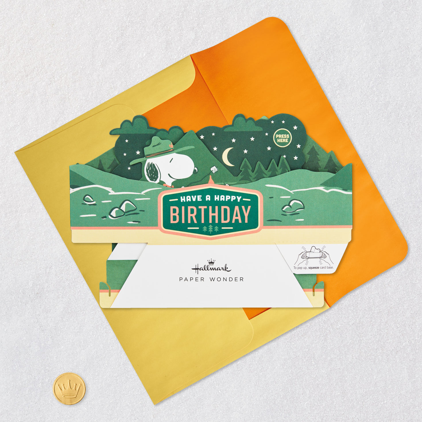 Peanuts® Beagle Scouts Smiles and Stars Musical 3D Pop-Up Birthday Card With Light for only USD 10.99 | Hallmark