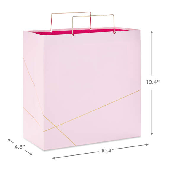 Light Pink With Gold Large Square Gift Bag, 10.4", , large image number 3