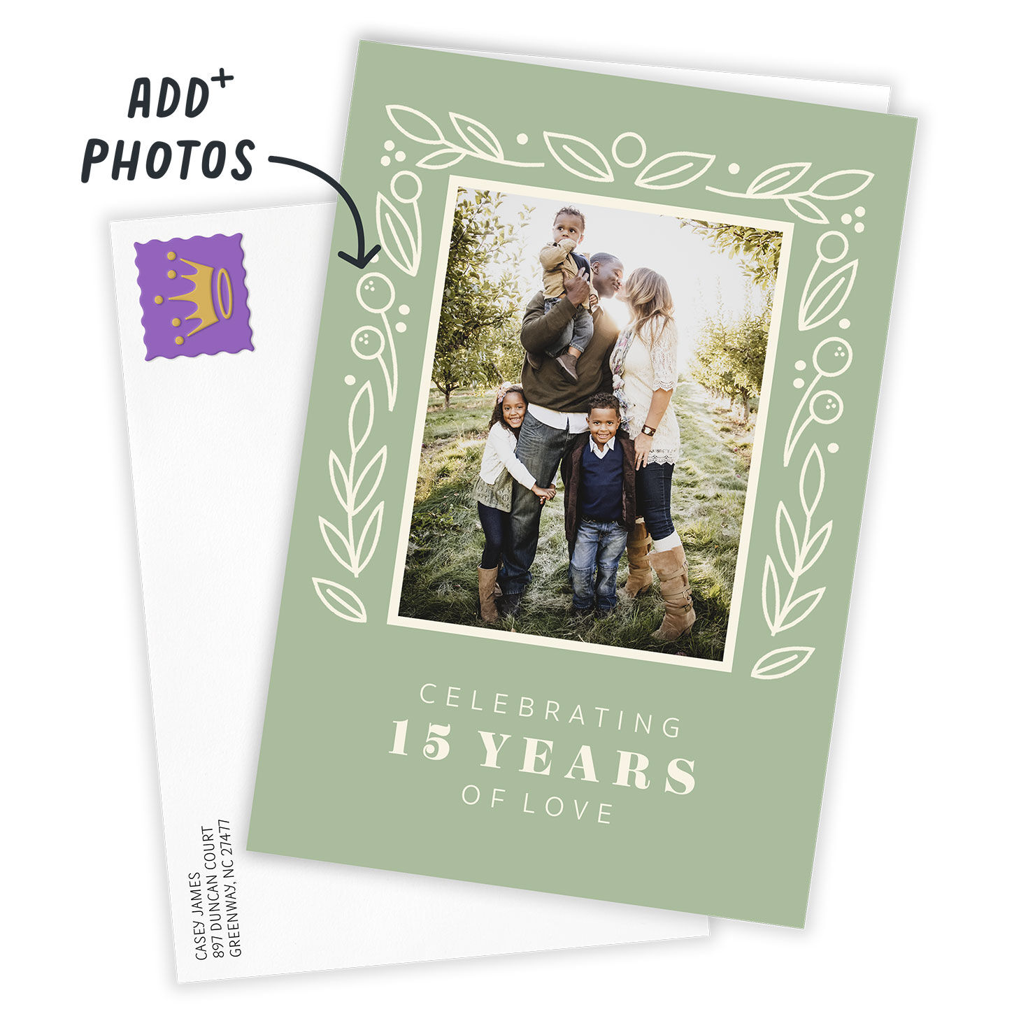 Personalized Leaves and Berries Photo Card  image number 2
