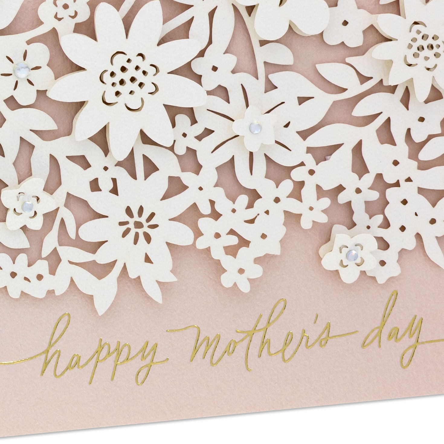 White Flowers on Blush Pink Mother's Day Card Card Front Detail image number 4