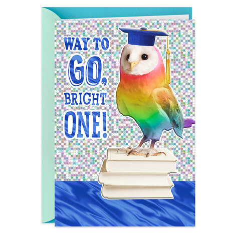 Rainbow Owl in Mortarboard Graduation Card, , large