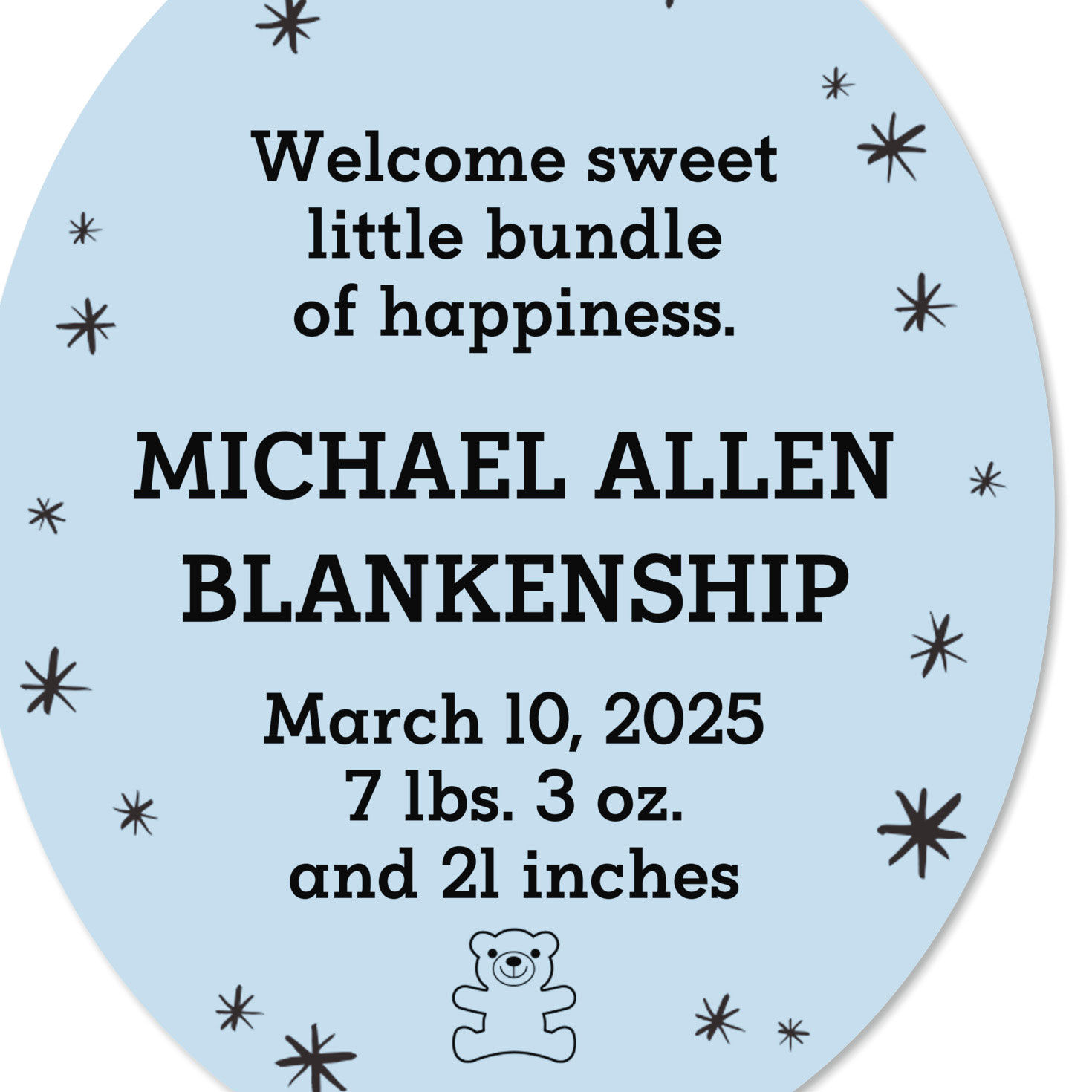 Vertical Oval Metal Personalized Ornament, Custom Text, , large image number 4