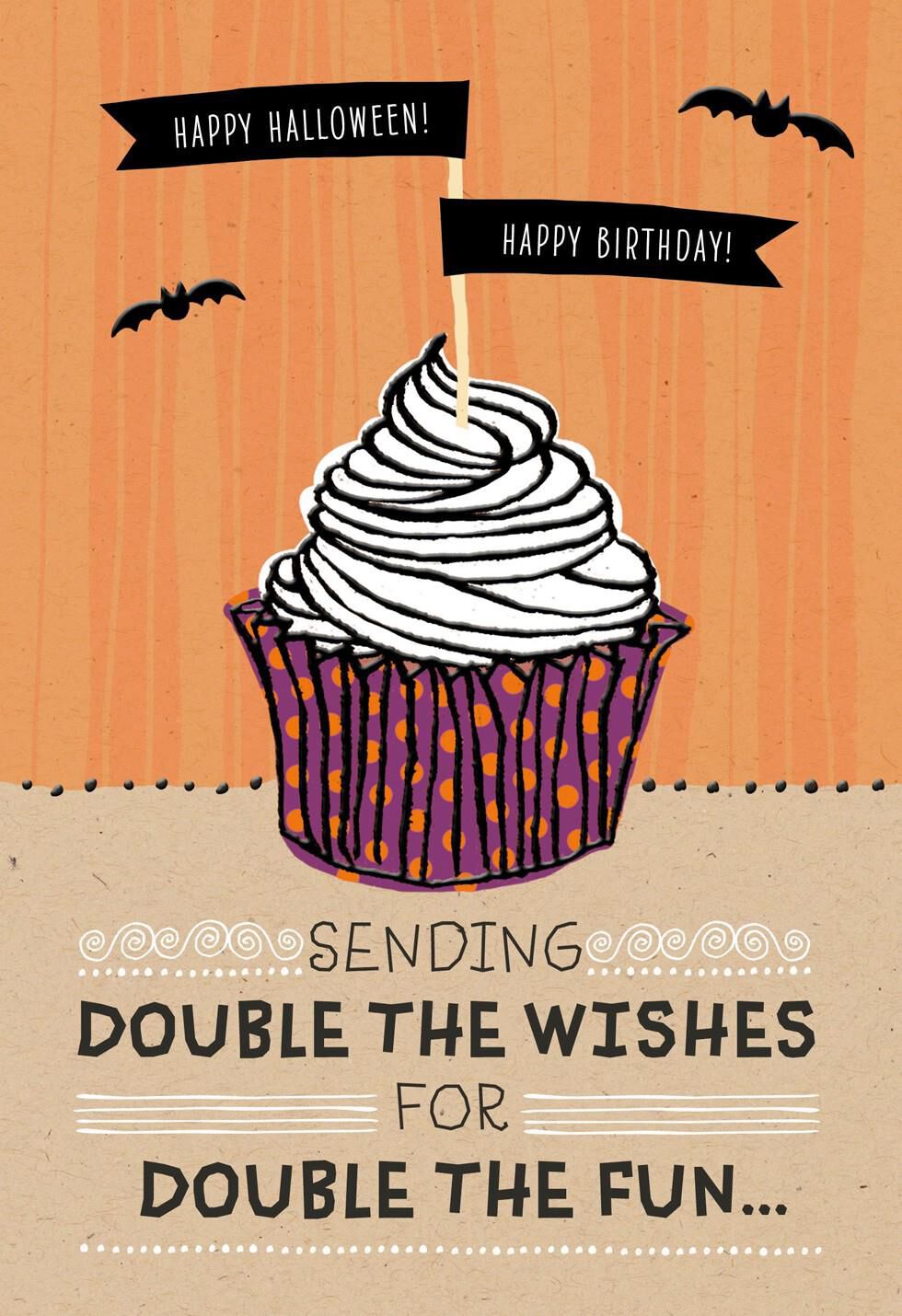 Halloween Birthday Cupcake Halloween Card