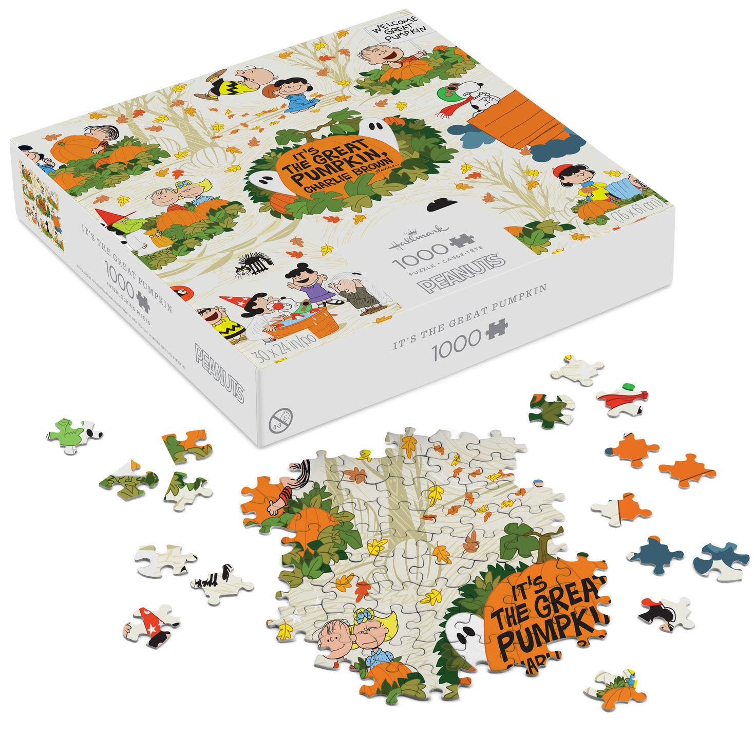 Peanuts Great Pumpkin 60th Anniversary Jigsaw Puzzle front with pieces image number 2